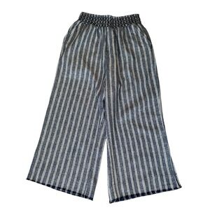 Architect High Waisted Wide Leg Striped Linen Blend Blue & White Pants PXL